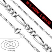 60cm Sterling Silver Figaro Chain